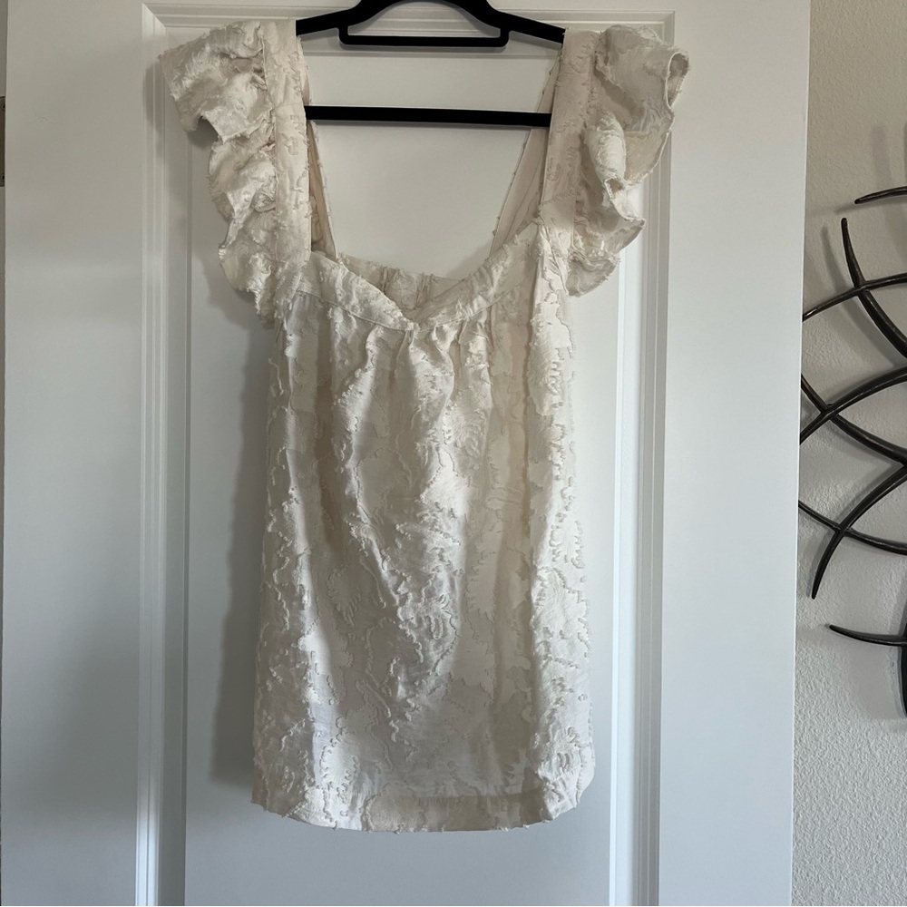Anthropologie Ruffle Cross Back Tank Top